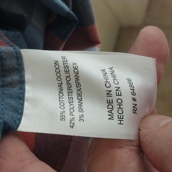 XXL Lee Red White & Blue Short Sleeve Button Shirt - Picture 3 of 4